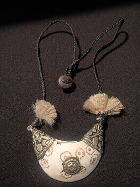 Antique Tibetan Bone & Silver Talisman Amulet